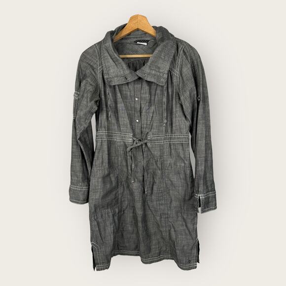 Columbia Womens Small Chambray Utility Long Sleeve Tunic Shirt Dress Gray Pocket - Picture 1 of 9